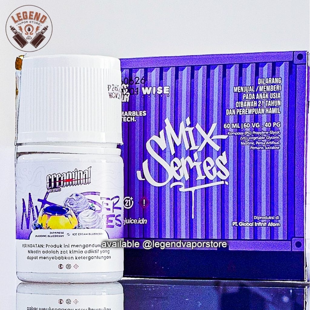 FREEBASE - LIQUID CREAMINAL MIX SERIES Japanese Pudding Blueberry + Ice Cream Blueberry 60ML 3MG 6MG