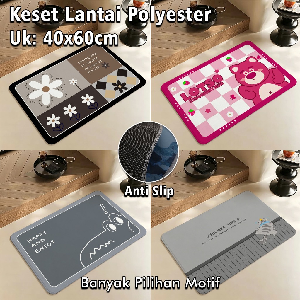 YATT X Happy Family Keset Lantai Premium Polyester Anti Slip UK 40x60CM Motif Lucu dan Elegan