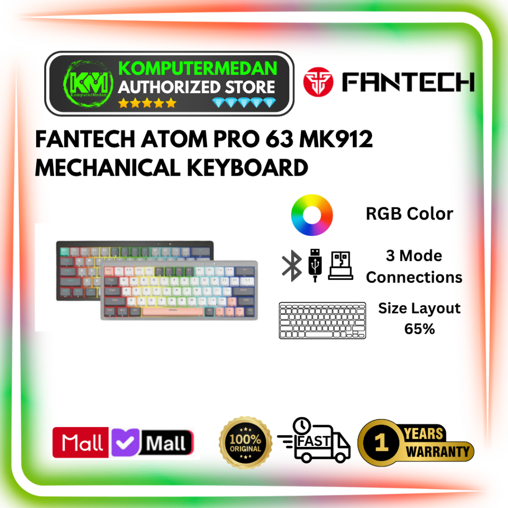 Fantech MK913 ATOM PRO83 Mechanical Keyboard 83% Tri-Mode RGB Hot-Swappable