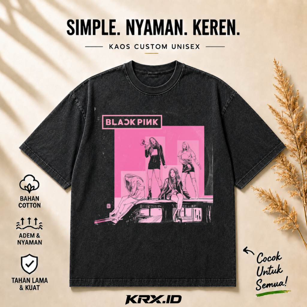 T-Shirt Oversize Black Pink