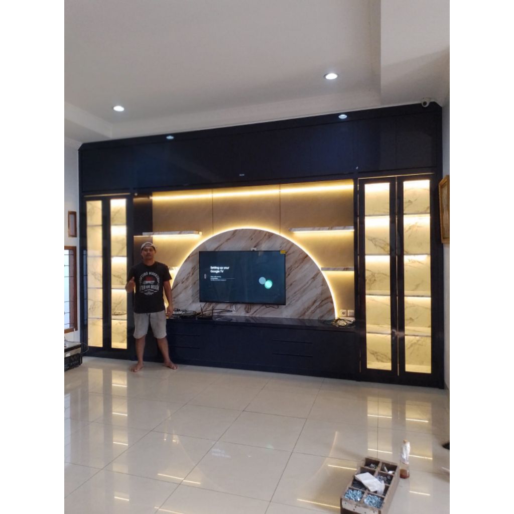 BACKDROP TV | BACKDROP TV MURAH | BUFFET TV HPL | RAK TV HPL | PARTISI PAJANGAN | MEJA TV HPL | FURN