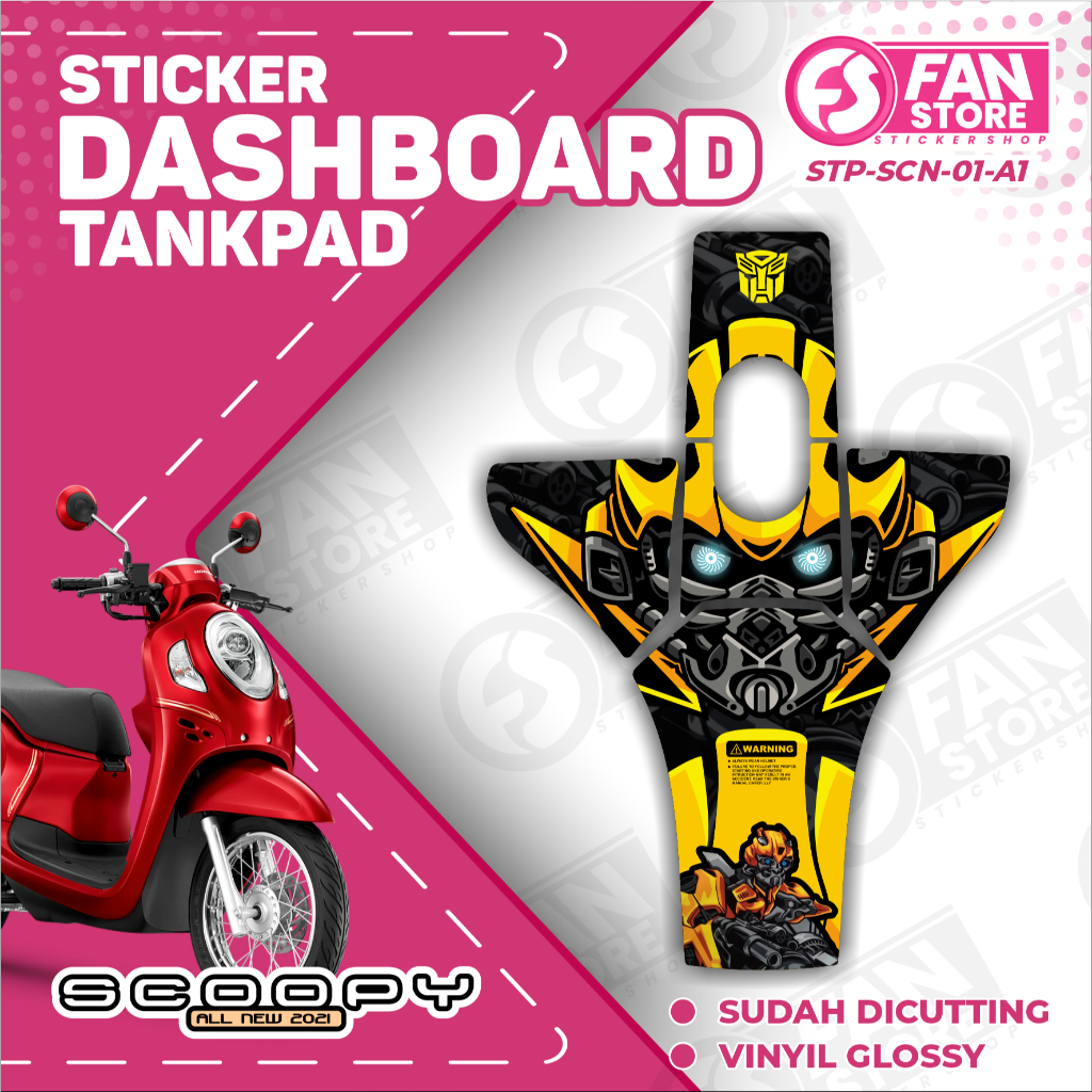 Stiker Deck Dashboard Scoopy 2021-2025 Motif Mecha Warrior - Stiker Dashboard Tankpad Scoopy 2021-20