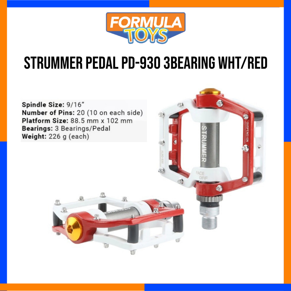 PEDAL SEPEDA MTB/BMX/DAILY/URBAN STRUMMER PEDAL PD-930 3BEARING WHT/RED