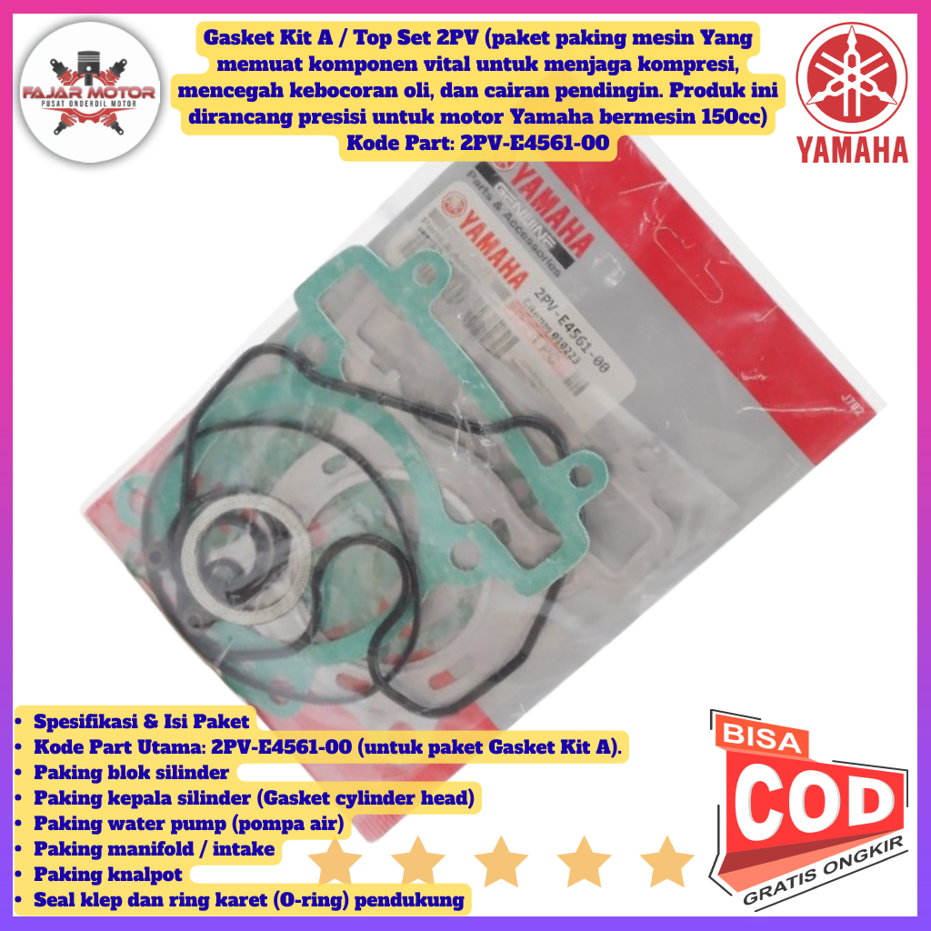 Top Set Packing Blok MX King - vixion new 2PV Gasket Kit YAMAHA VIXION ORIGINAL 2PV-E4561-00