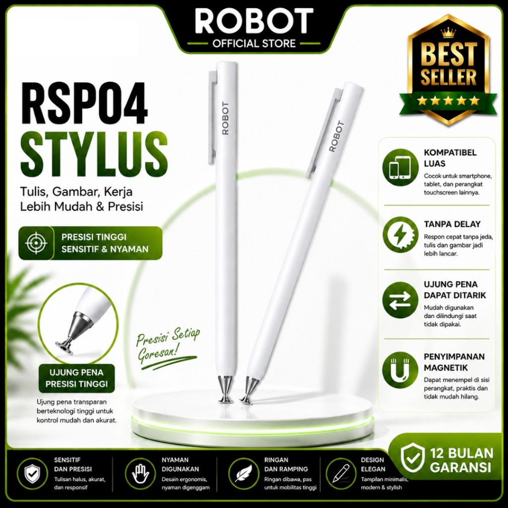 ROBOT RSP04 Stylus Pen Universal Compatible Mackbook Android Ios Microsoft