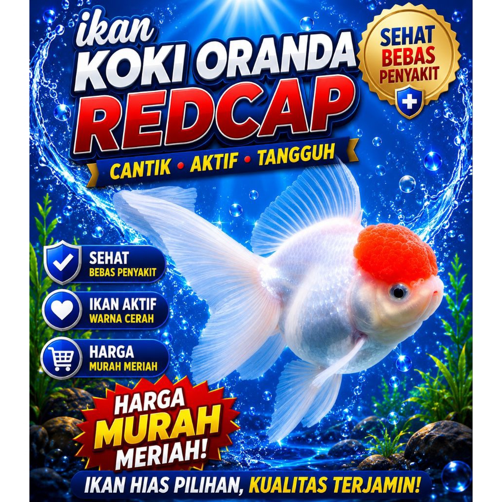 ikan koki oranda red cap gemoy