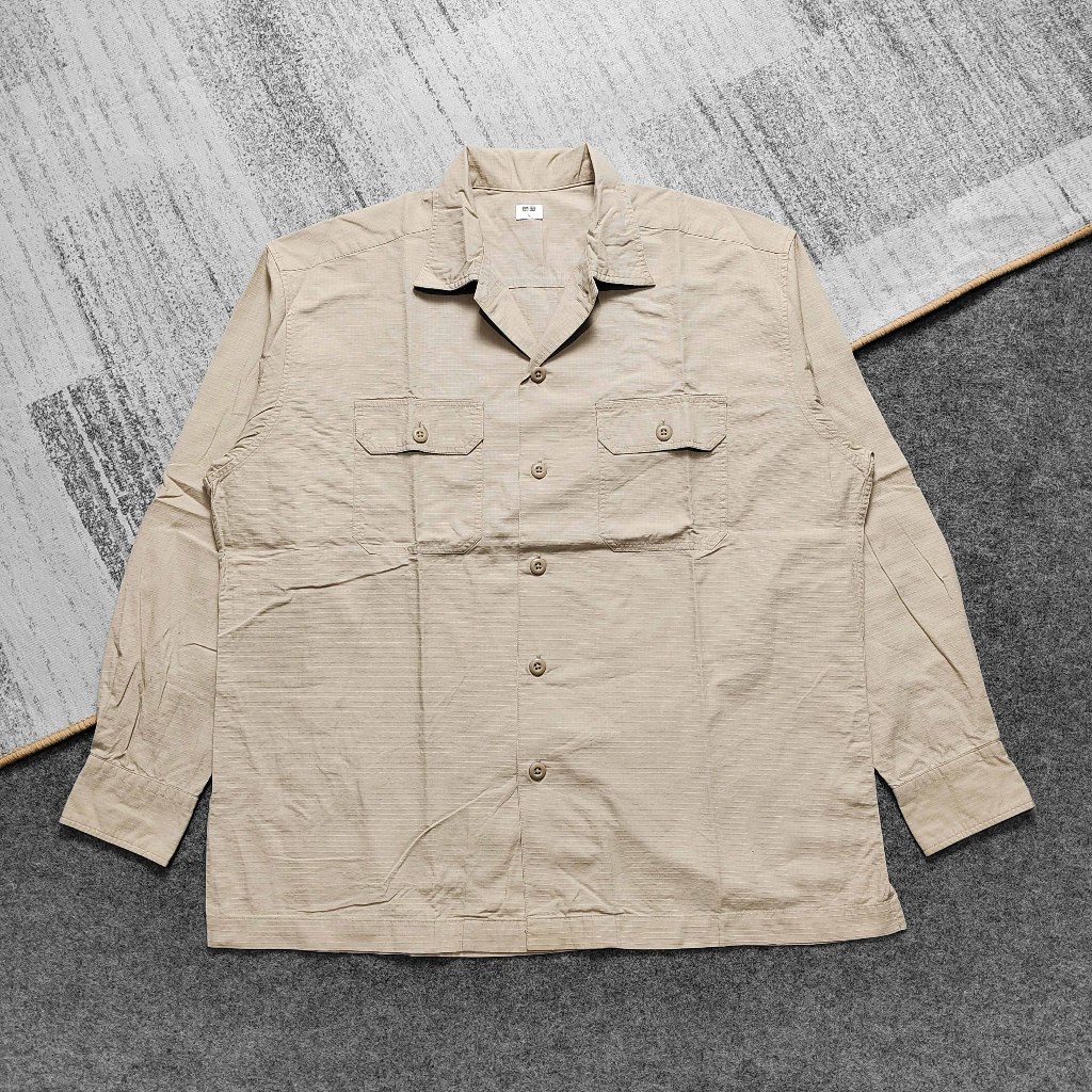 Uniqlo Military Ripstop Oversize Work Shirt Kemeja Outer Luaran