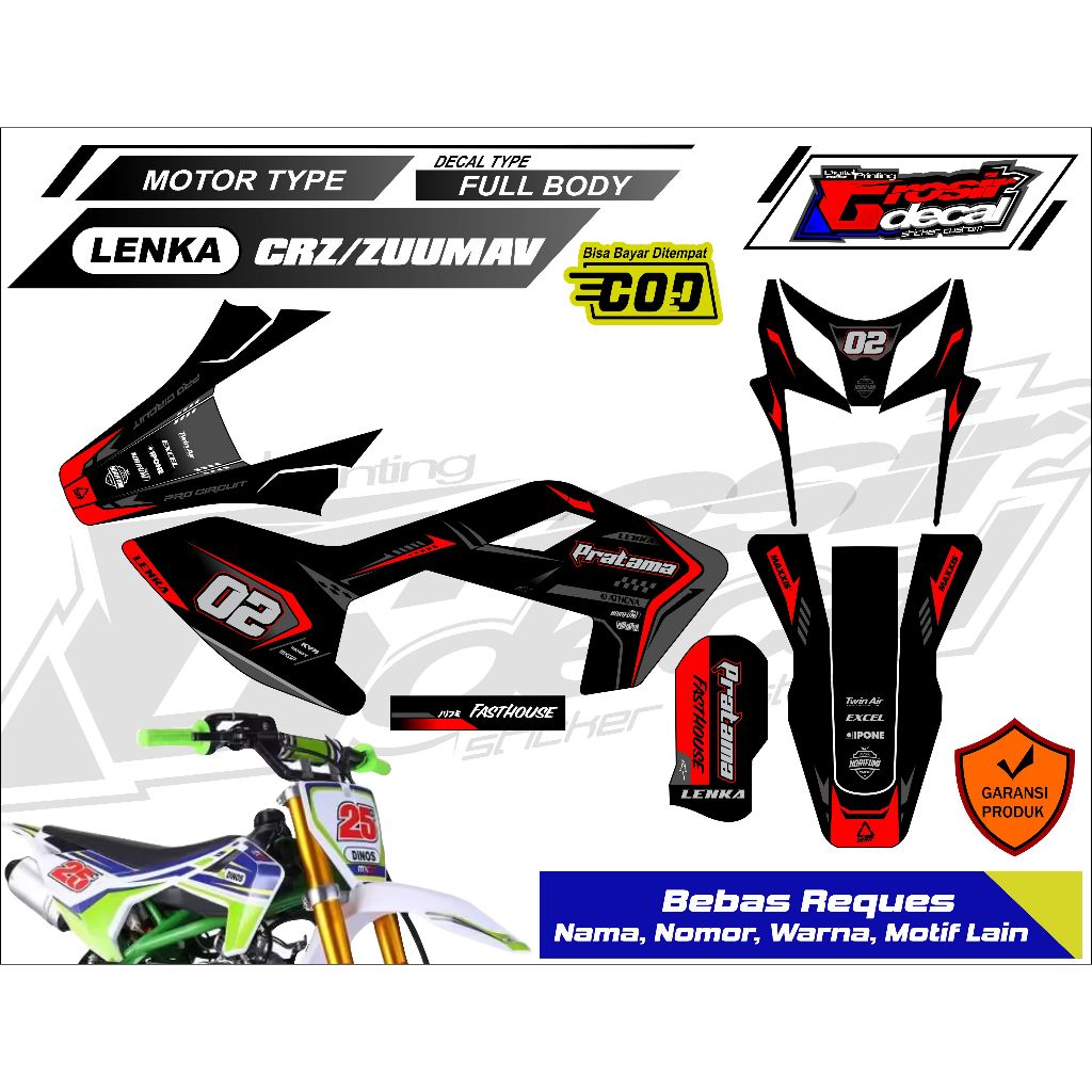 Striping Stiker Trail Mini LENKA 110cc / CRZ 110cc / ZUUMAV 110cc / MINI MOTOR 110cc / TAO MOTOR 110