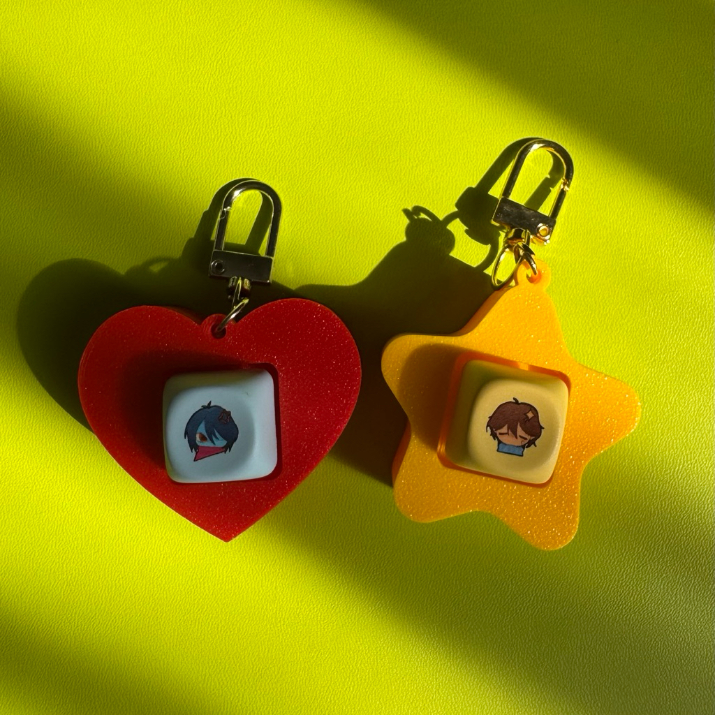 Frisk & kris ( Undertale + Deltarune )  - Keycap keychain