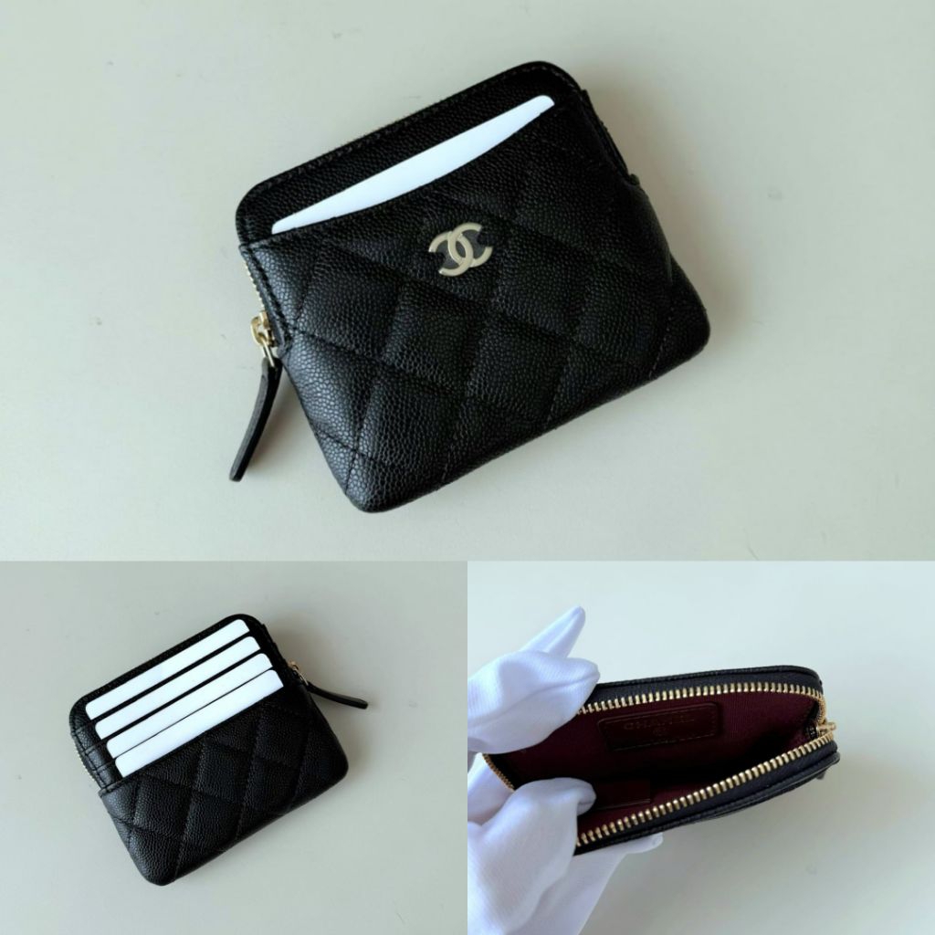 Chanel Zipper Compact Wallet Black Caviar GHW