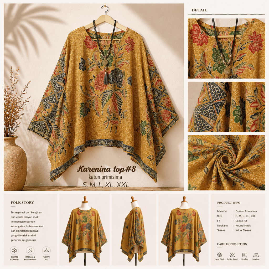 Blouse Batik Kelelawar Untu Walang Wanita Korean Kekinian ( Blouse Batik Motif Untu Walang )