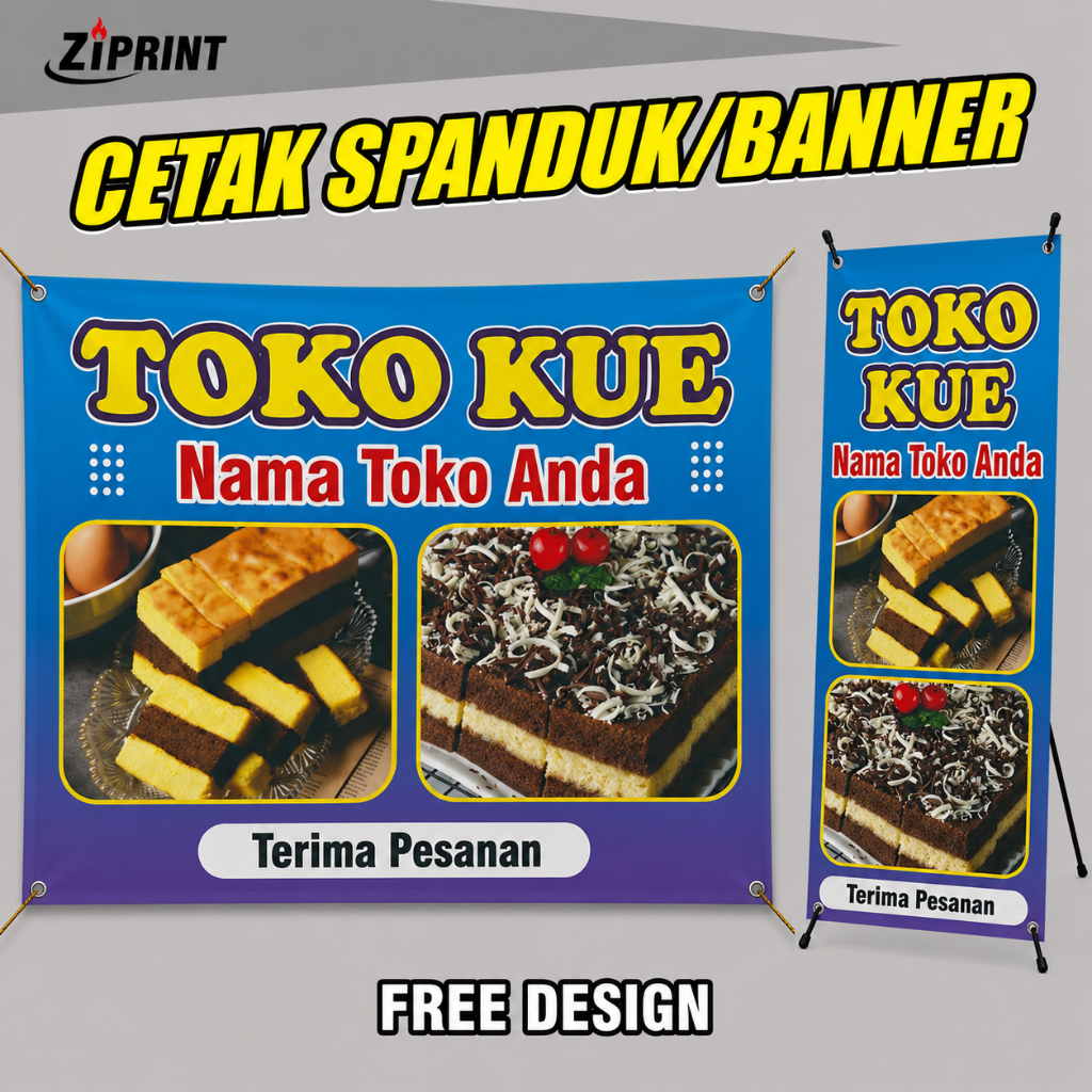 spanduk banner Toko Kue custom cetak banner spanduk baliho satuan grosir