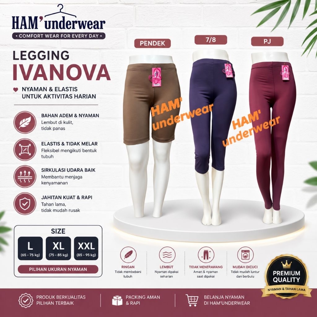 DALEMAN / LEGGING WANITA IVANOVA BAHAN SPANDEK LICIN PREMIUM
