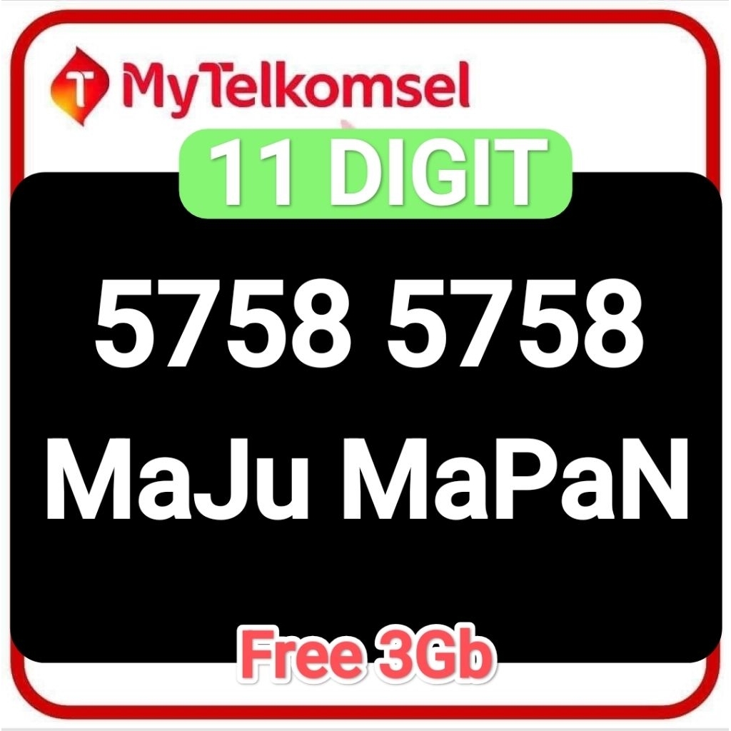 Kartu Perdana SIMPATI TELKOMSEL 11 Digit Nomor Cantik Free 3Gb kuota nasional Telkomsel prabayar nom