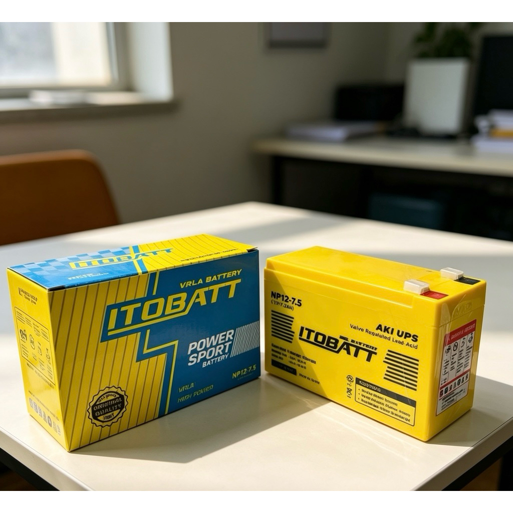 Aki UPS Kering ITOBAT Kapasitas 7.5A 12V Baru