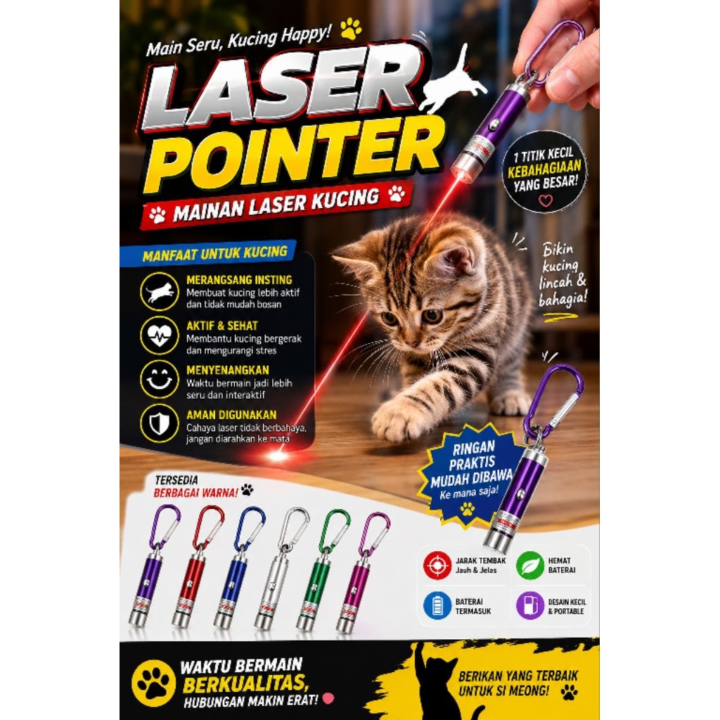 mainan laser pointer senter mini 3 in 1 gantungan lampu mainan kucing