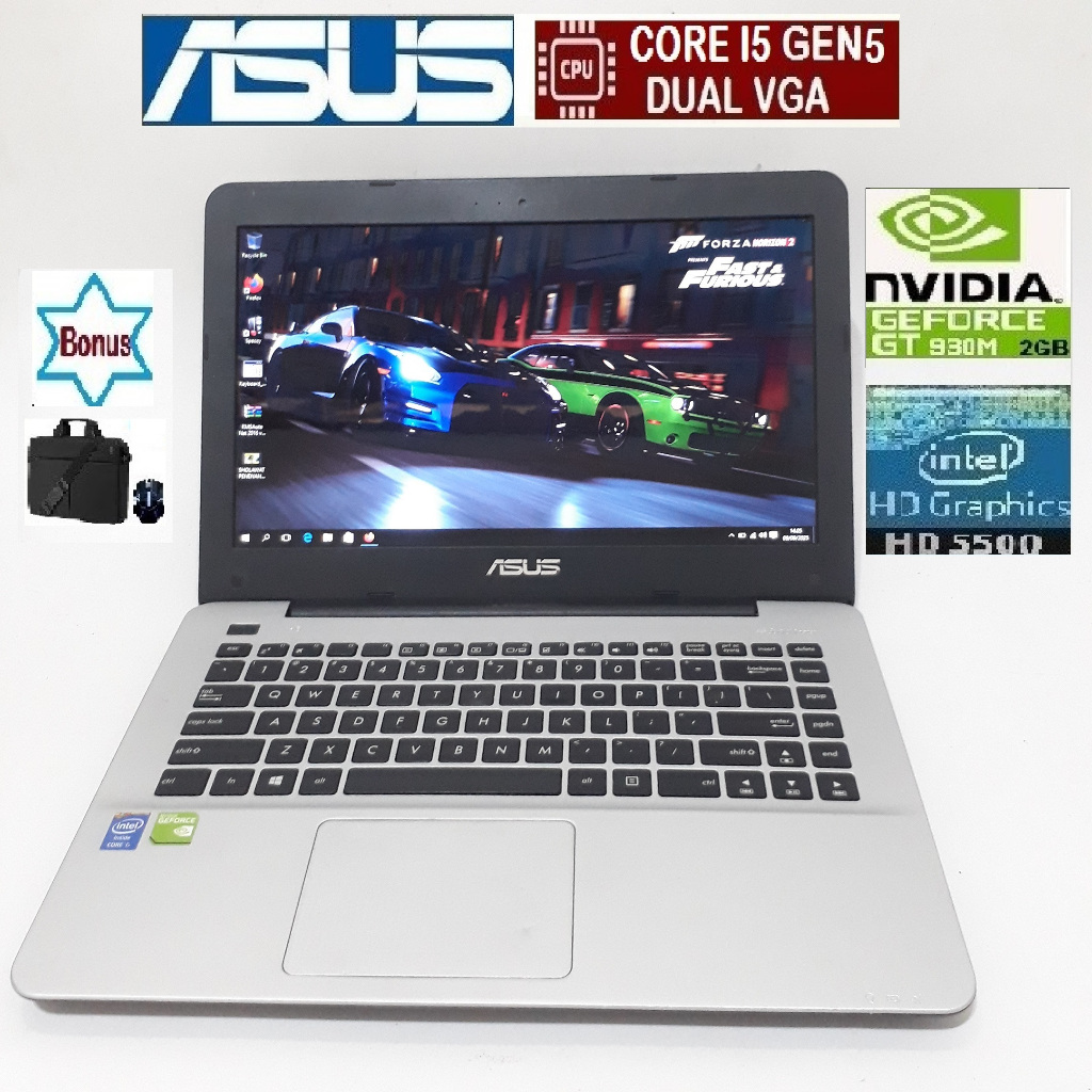 laptop core i5 dual vga layar 14inch bergaransi