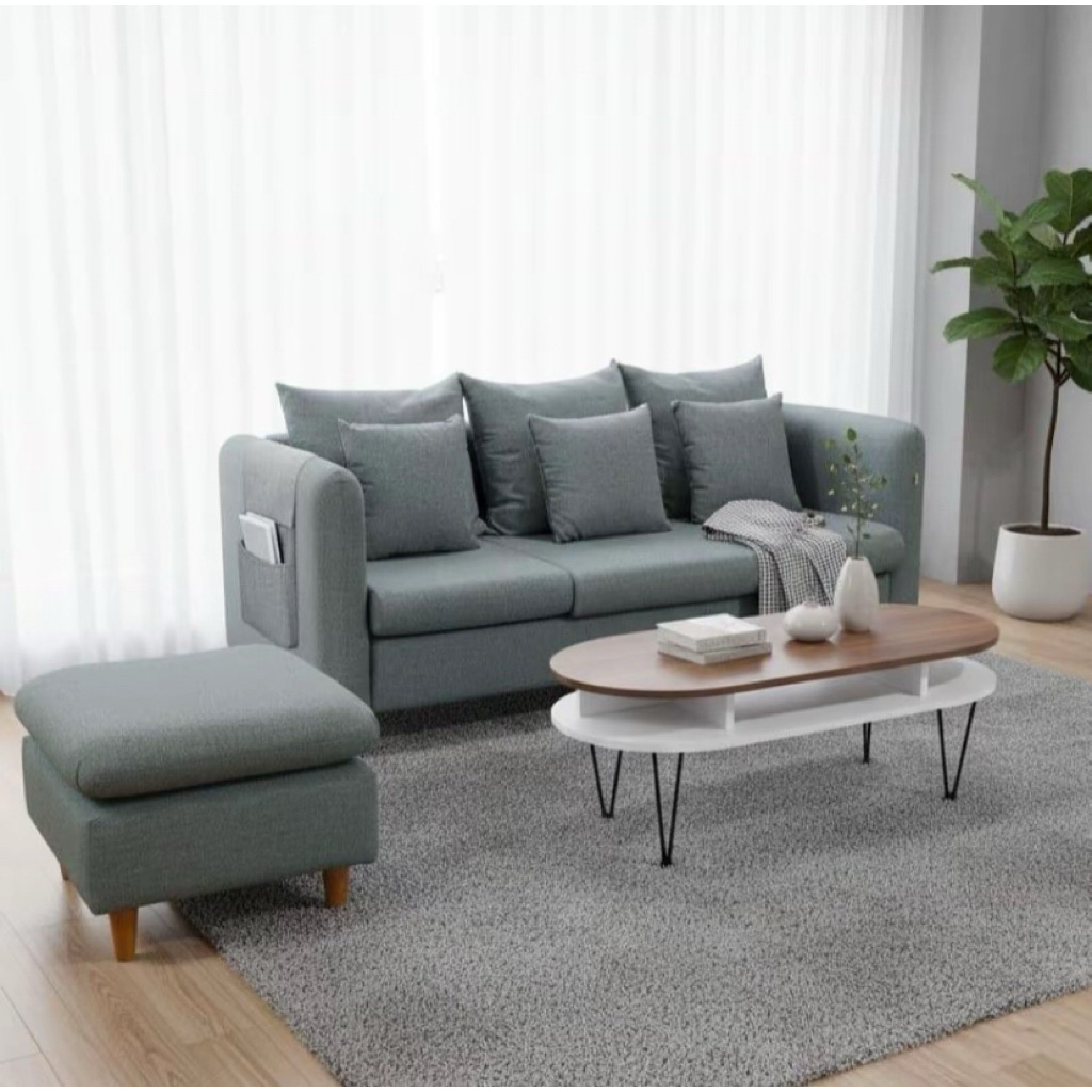 Sofa L Modern / Sofa Santai Minimalis / Sofa Retro Vintage Bahan Canvas