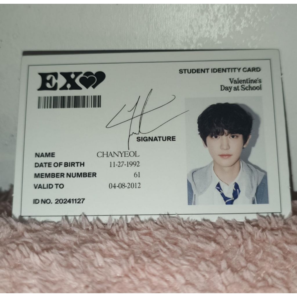 Chanyeol student card SG EXO 2024