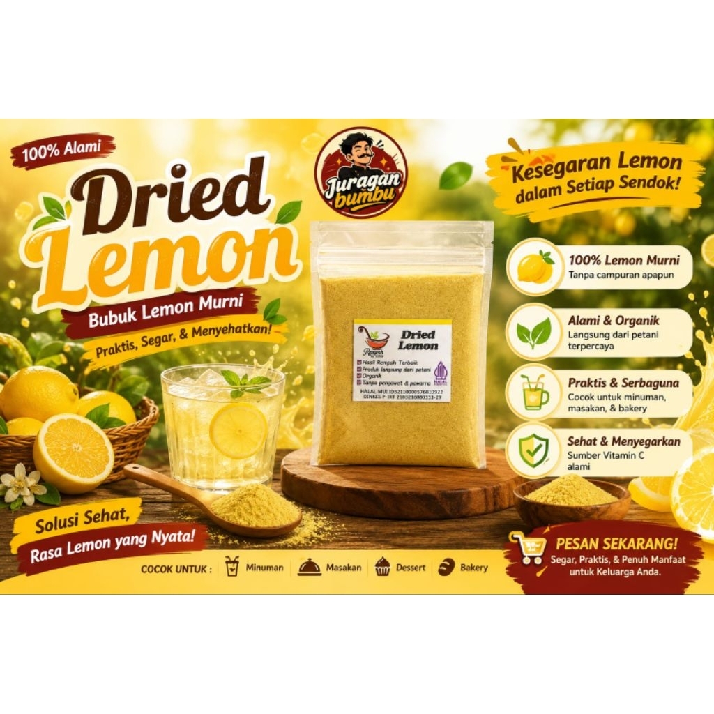 Juragan Bumbu Dried Lemon Bubuk Lemon Murni
