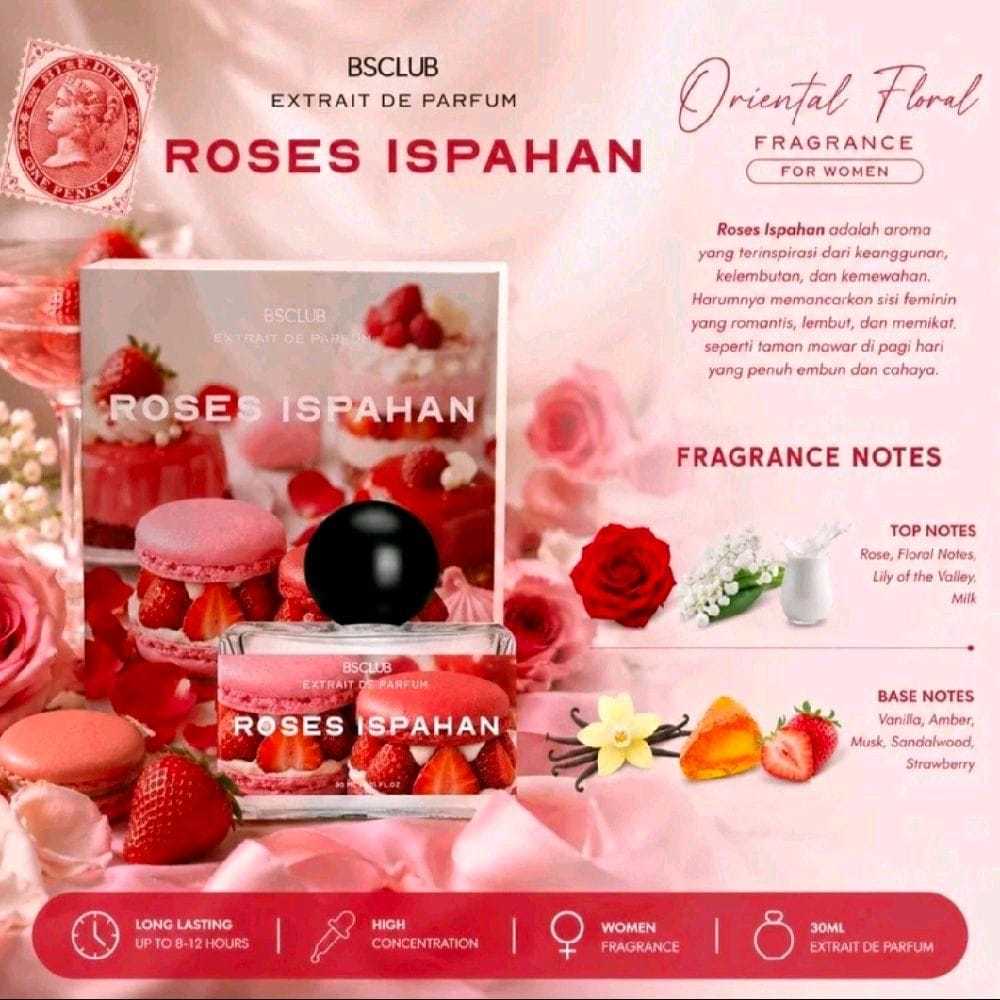 Parfum BSCLUB Roses Ispahan Extrait De Parfum 30ml / EDP Wanita Tahan Lama Wangi Manis Elegan BPOM
