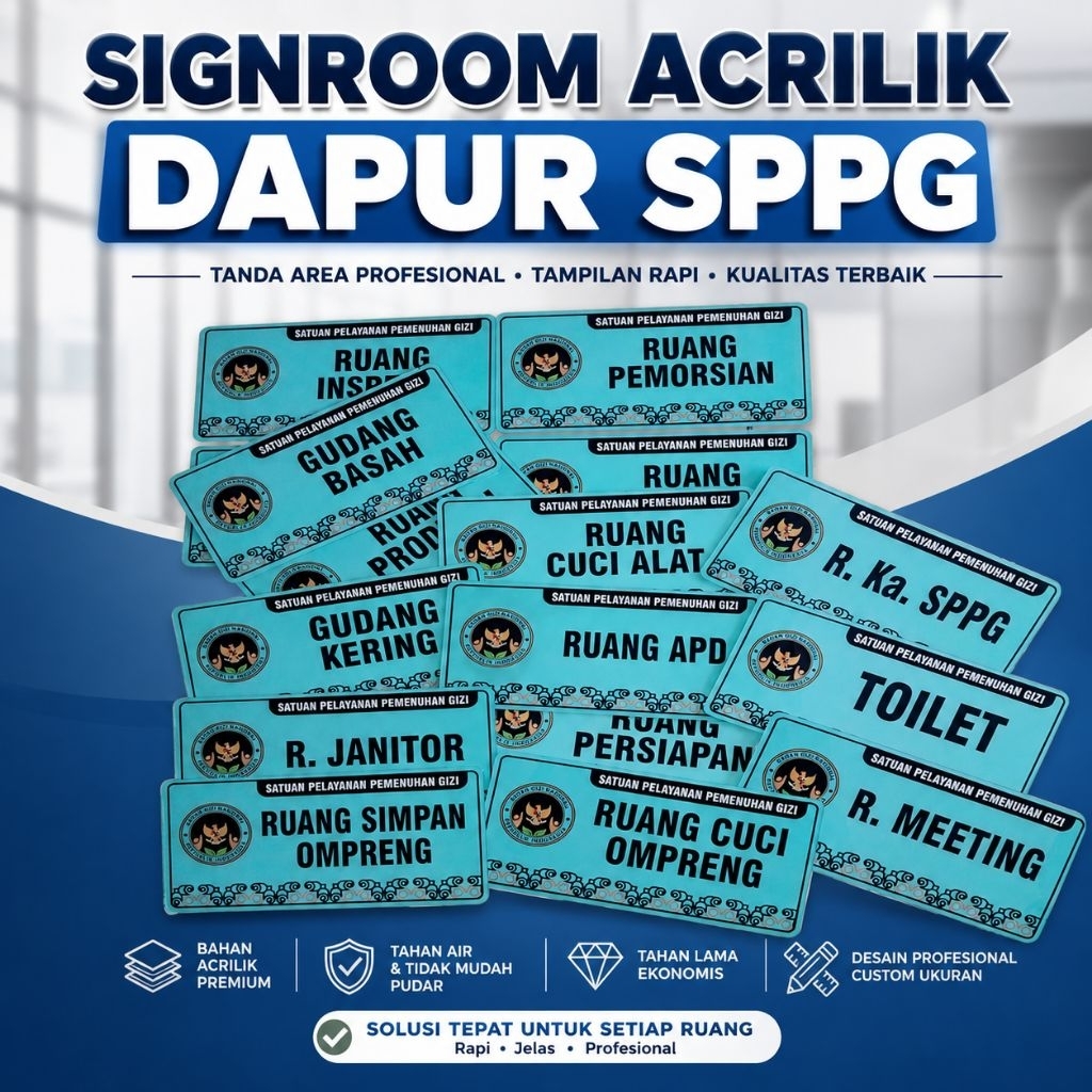 Signroom Dapur SPPG / Papan Ruangan Dapur SPPG MBG / Nama Ruangan Akrilik