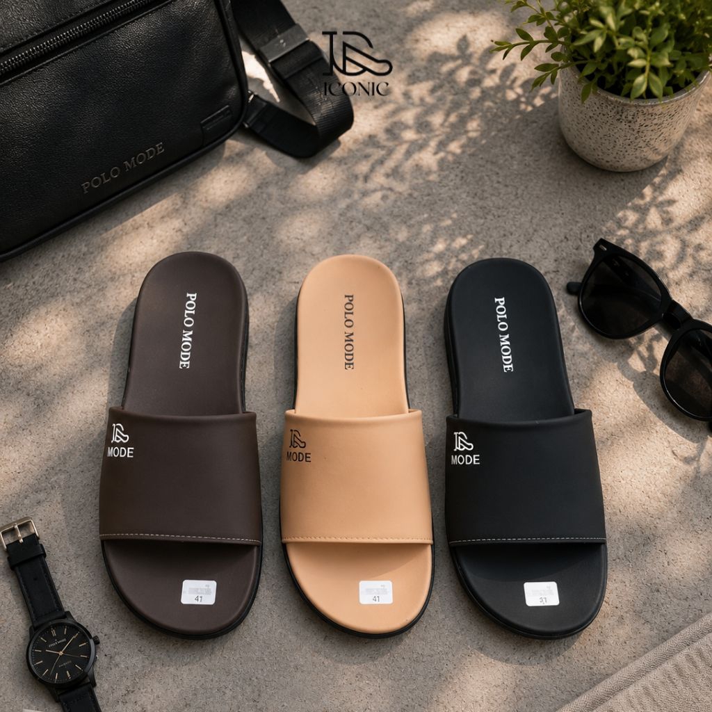 ICONIC - Axel Sandal Selop Pria Simple Polo Selop