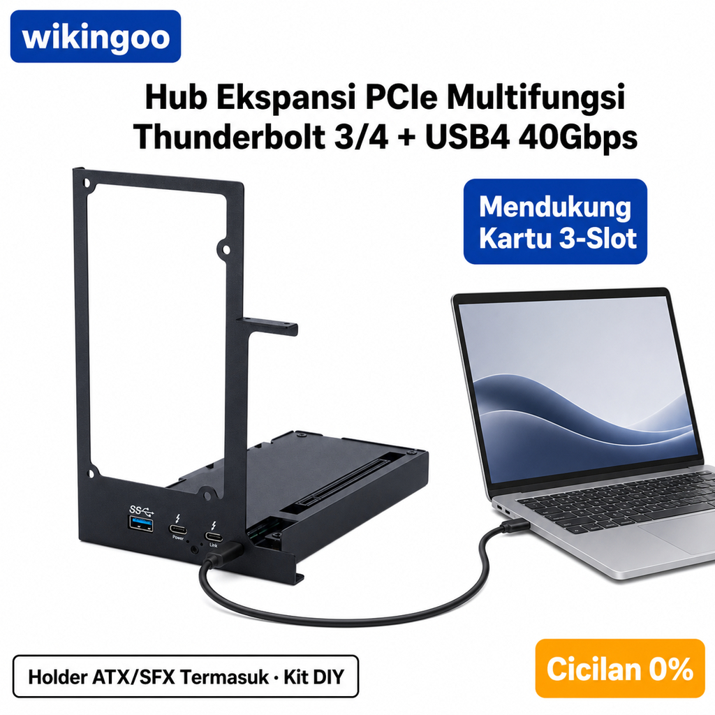 wikingoo eGPU Dock Enclosure Eksternal VGA Thunderbolt 3 4 USB4 40Gbps PCIe x16 Multi Slot 1 2 3 Slo