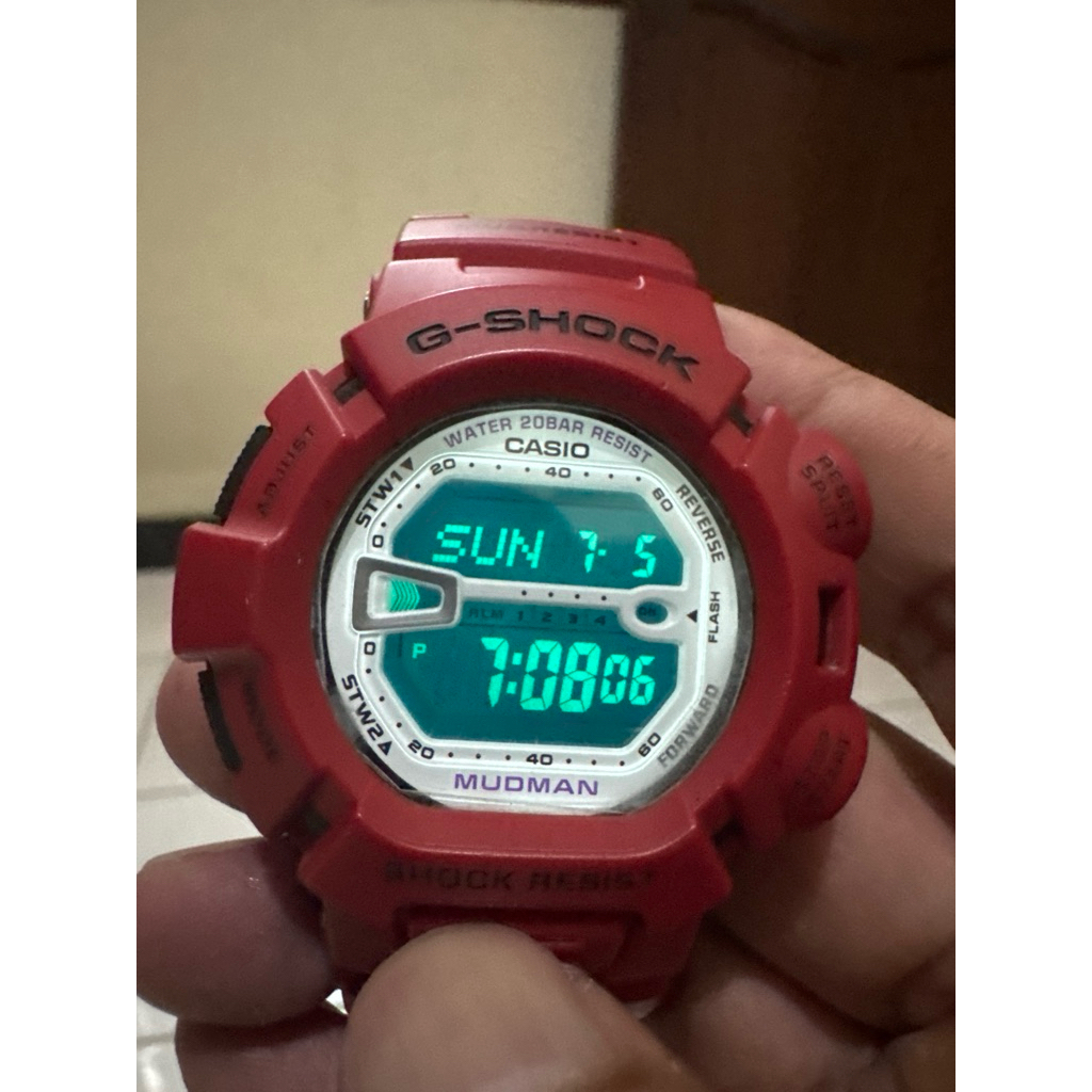 G shock Mudman g9000mx merah bekas pakai