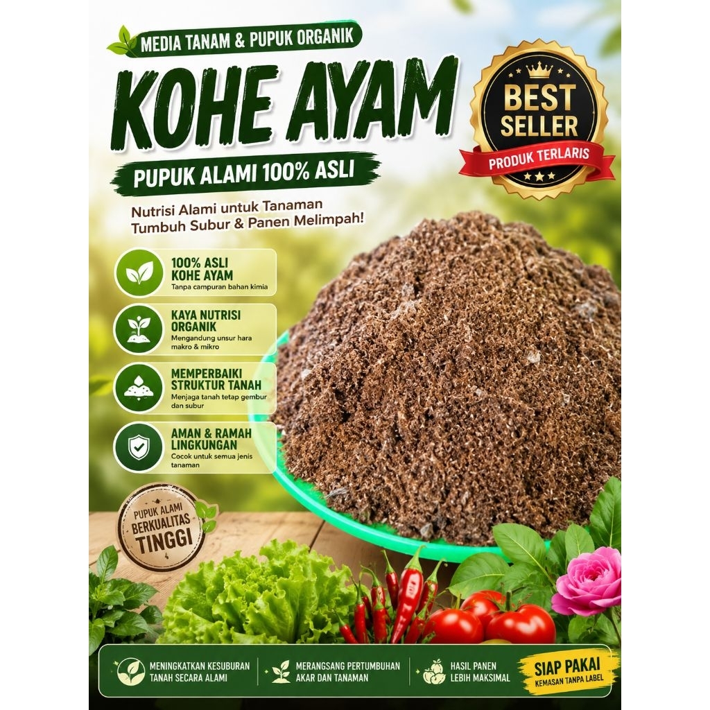 PUPUK ORGANIK,Fermentasi KOHE AYAM (1KG,)