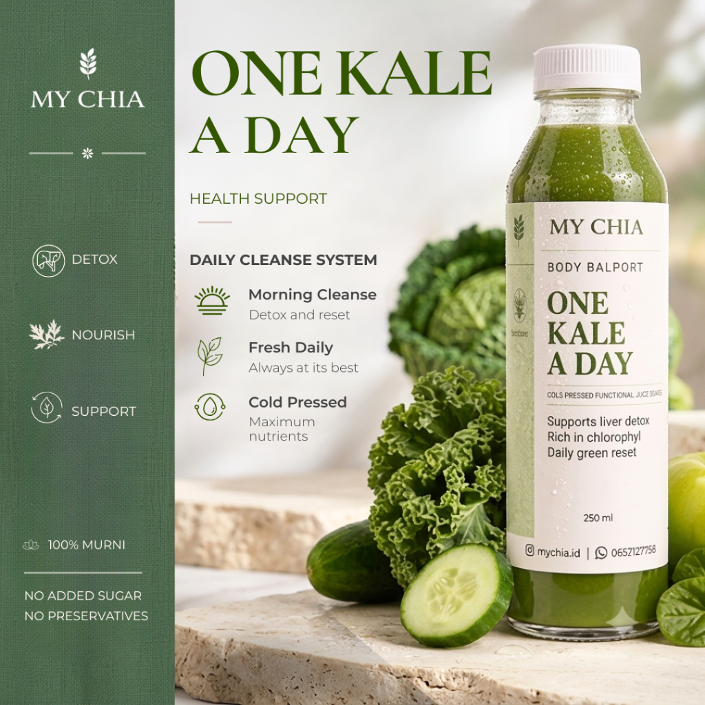 Jus Kale One Kale a Day Detox Cold Pressed Juice Murni 100% Sayur Buah