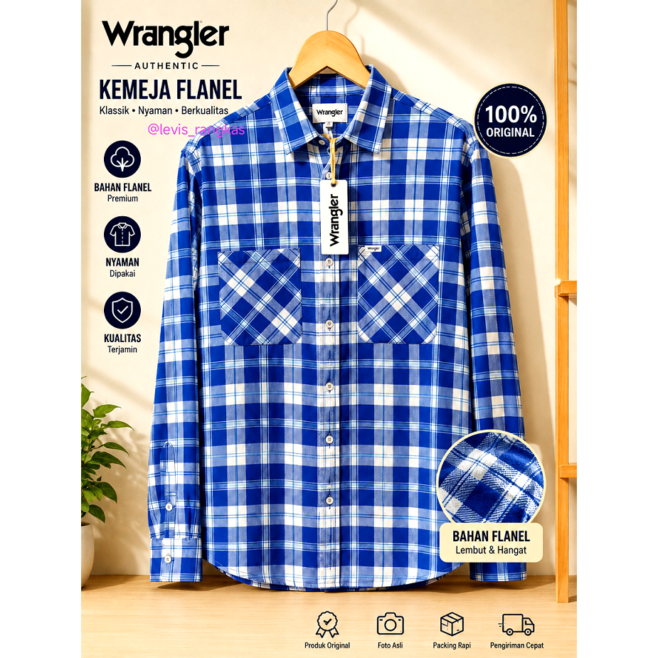 SALE WRANGLER FLANEL ORIGINAL STORE SIZE S - XL REGULER FIT