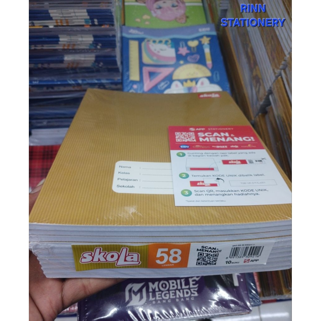 ( 1 PACK ISI 10 ) BUKU TULIS SKOLA KRAFT 58 A5 / BY SIDU 58 LEMBAR