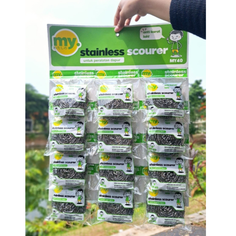 (12pcs) Spon Kawat Stainless 40gr / Sabut Cuci Piring Premium Quality / Sabut Besi 40gr Sikat Gosok 