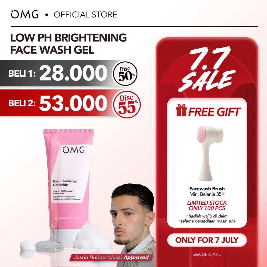 OMG OH MY GLOW Niacinamide Ceramide Low pH Facial Wash 70ml - Sabun Cuci Muka - Mencerahkan & Memper