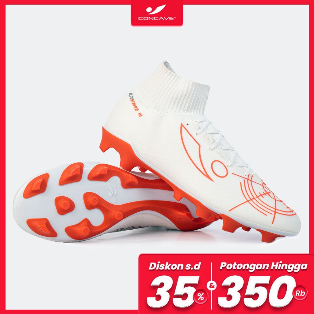 Concave Sepatu Bola Halo Accustrike Precision FG White Red