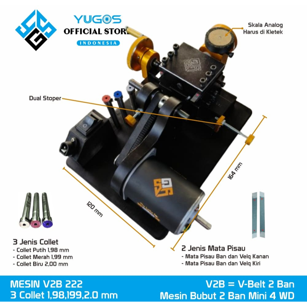 Mesin Bubut 2 Ban Tamiya Mini 4 WD V2B222 YUGOS Develompent