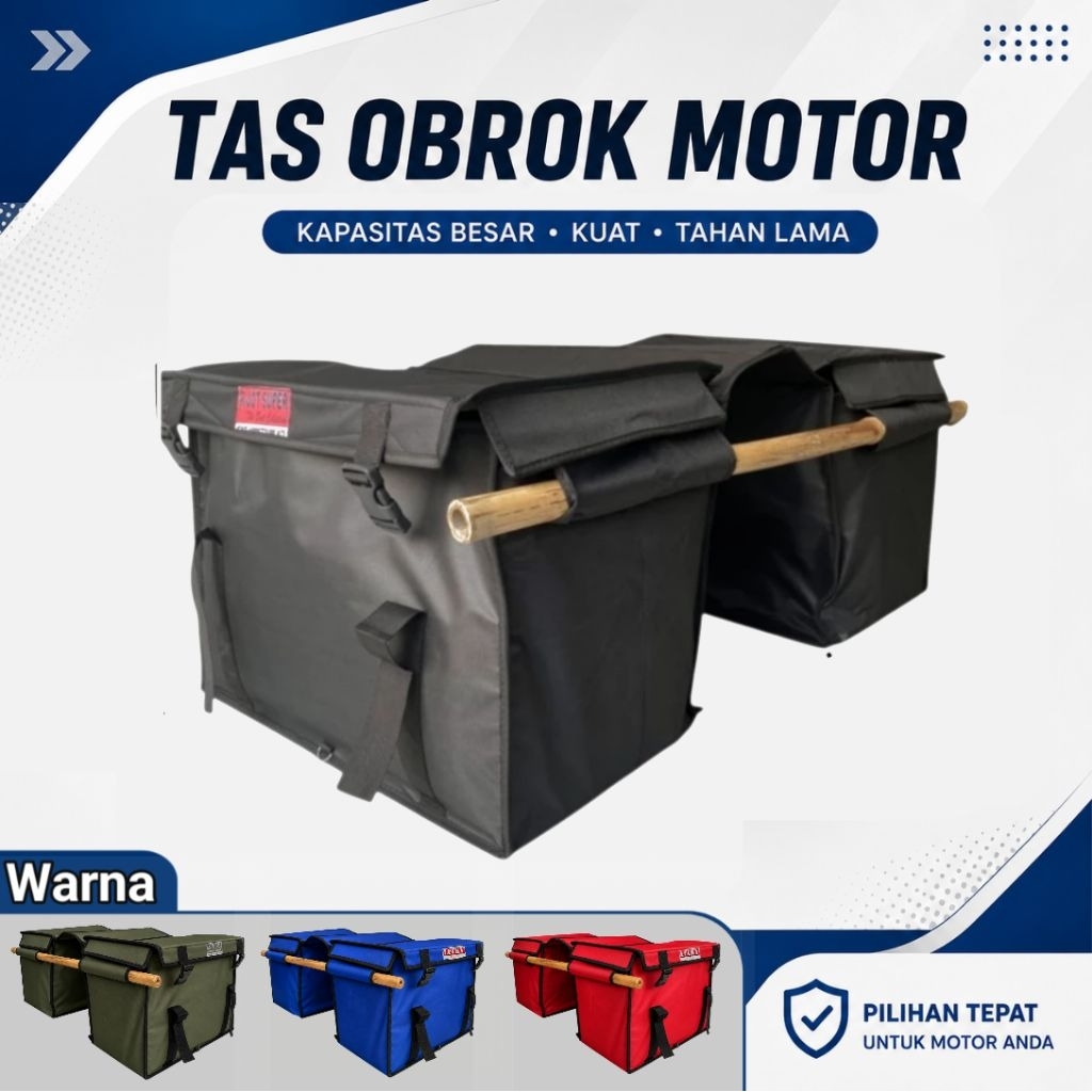 TOPS Tas Motor Anti Air Tebal Kuat Tas Obrok Pos Keranjang Motor Jumbo