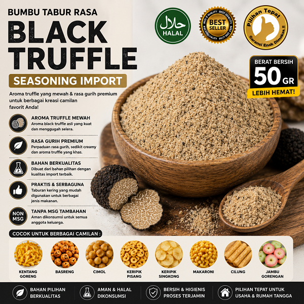 Bumbu Tabur Rasa Black Truffle Seasoning Import 50Gr Bubuk Tabur TBlack Truffle Seasoning Import Pow