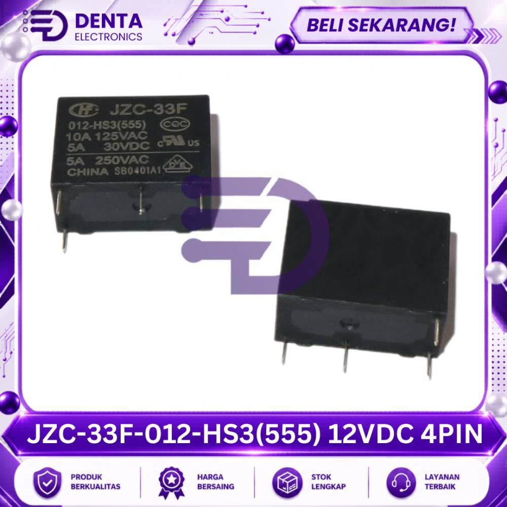 JZC-33F-012-HS3(555) 12VDC 4PIN - Komponen Elektronik