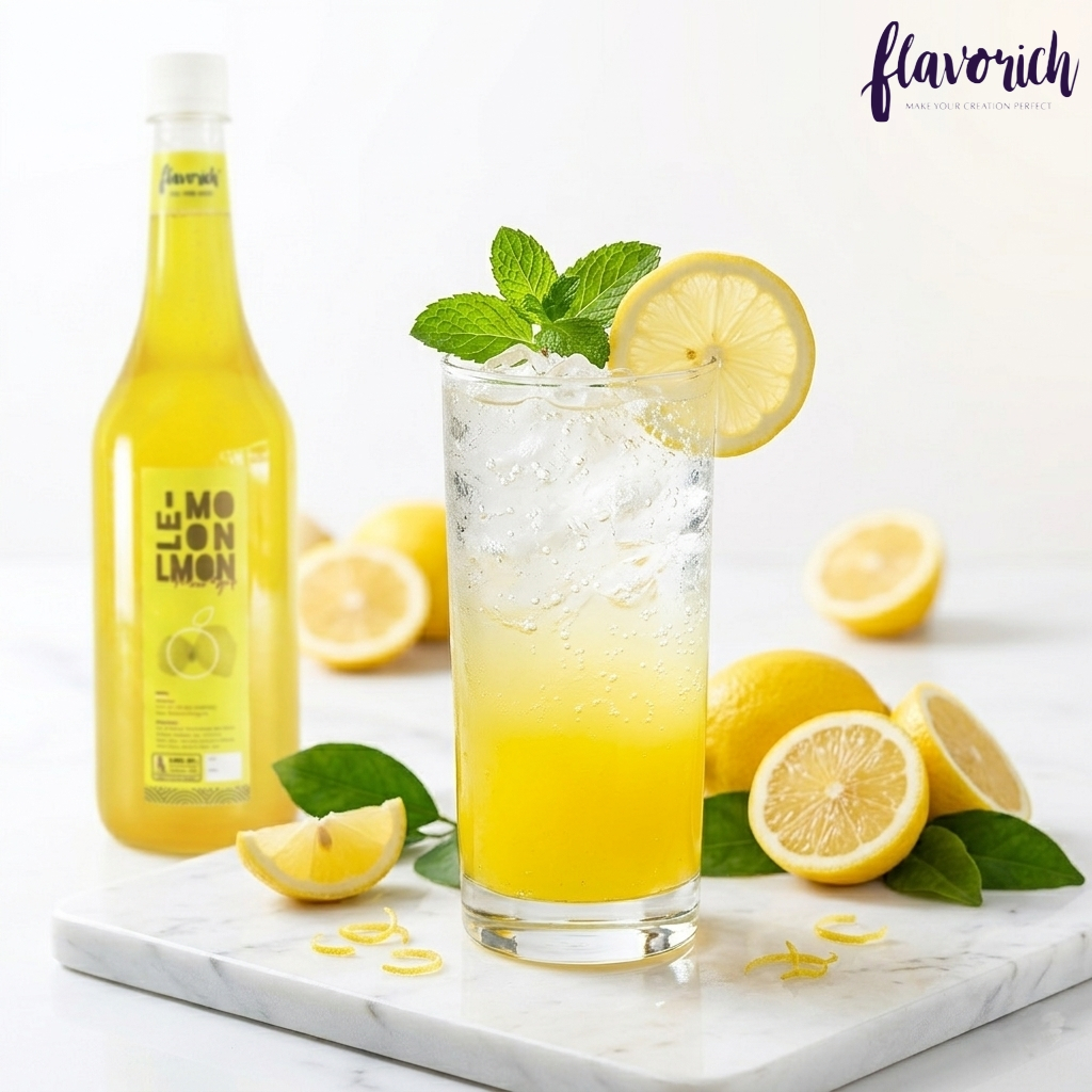 Lemon Syrup 1L FLAVORICH – Sirup Buah Rasa Lemon Premium untuk Minuman Cafe, Dessert & HORECA | Hala