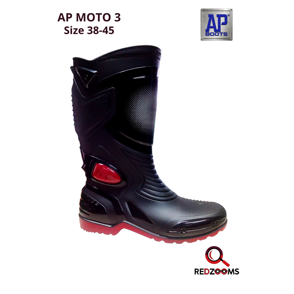 Sepatu Boot Tinggi AP MOTO 3 AP Boots Karet Lokal Anti Air Anti Slip Lentur Sepatu Riding Motor Tour