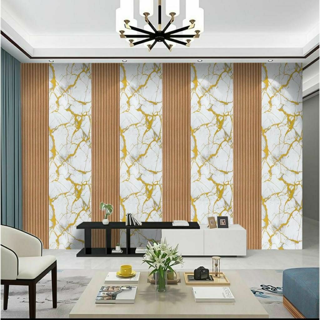 Premium Mewah Murah Wallpaper Bambu Batu Alam Panel Kombi Abstrak Marmer Marble Walpaper Desain Dind
