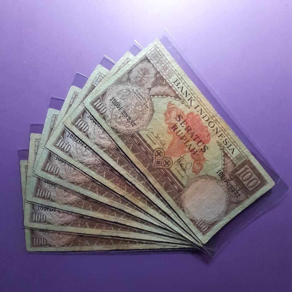 uang kuno 100 rupiah seri bunga 1959