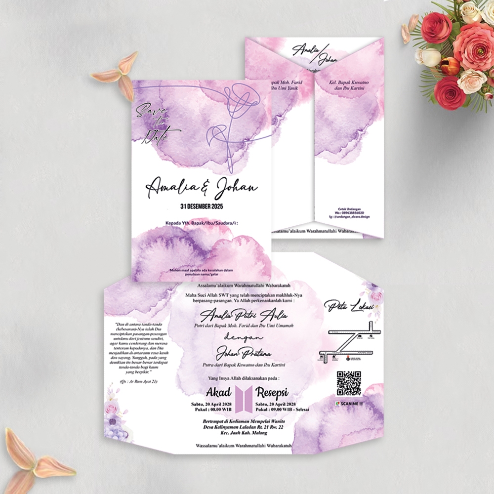 undangan pernikahan tema bts undangan nikah rustic bts army lipat dua / undangan BTS khitan