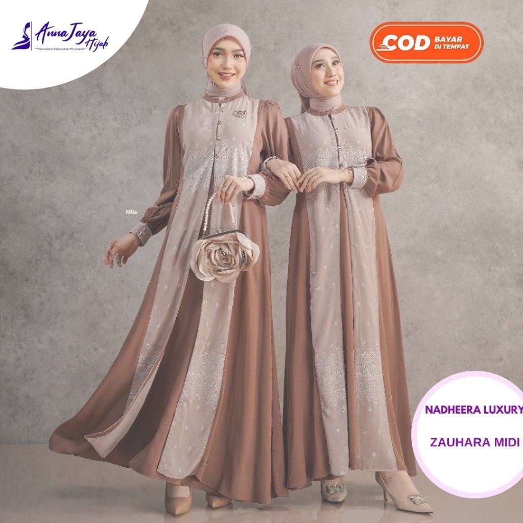 Nadheera Luxury Gamis Zauhara Midi Dress Rayon Premium Muslimah