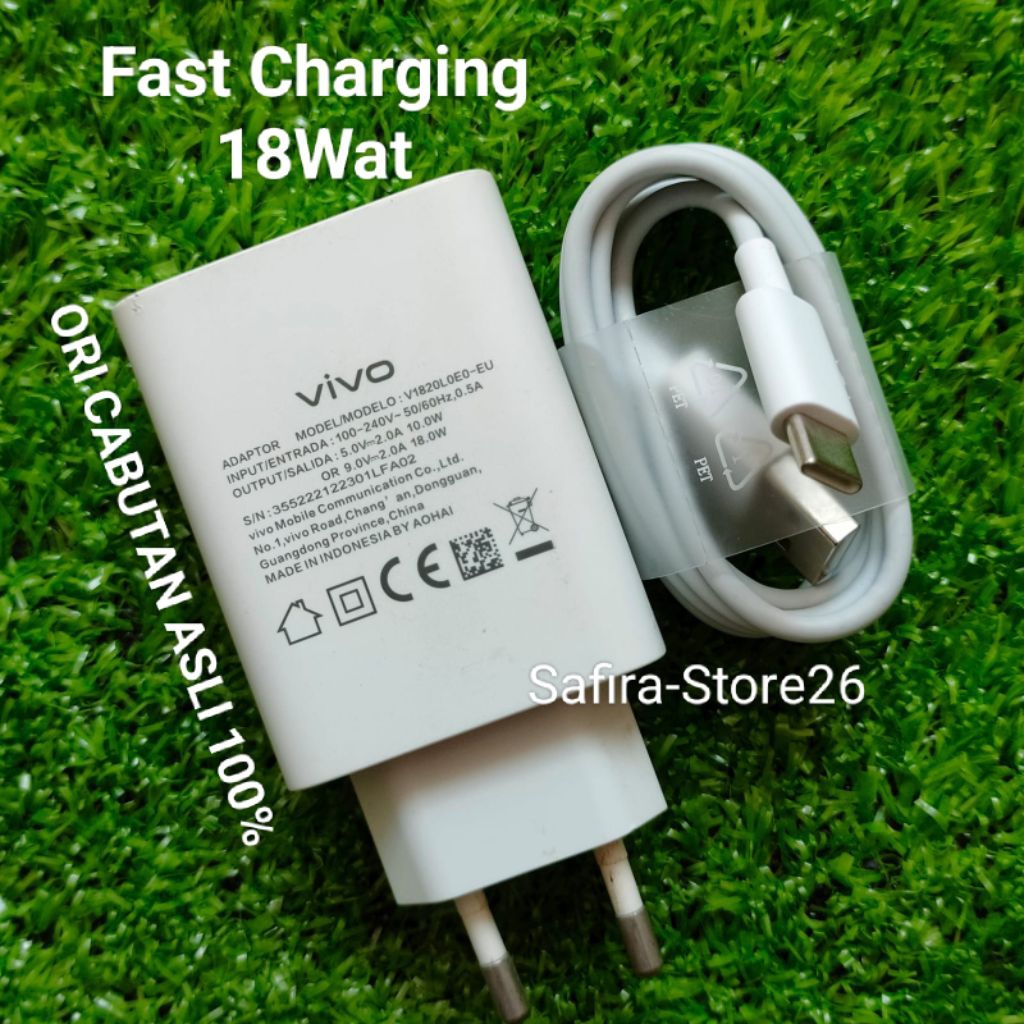 Charger Vivo 18Wat Cabutan/Bawaan Vivo Y33S/Y21/Y21T/Y21S/Y22 Fast Charging Second Bekas ORI