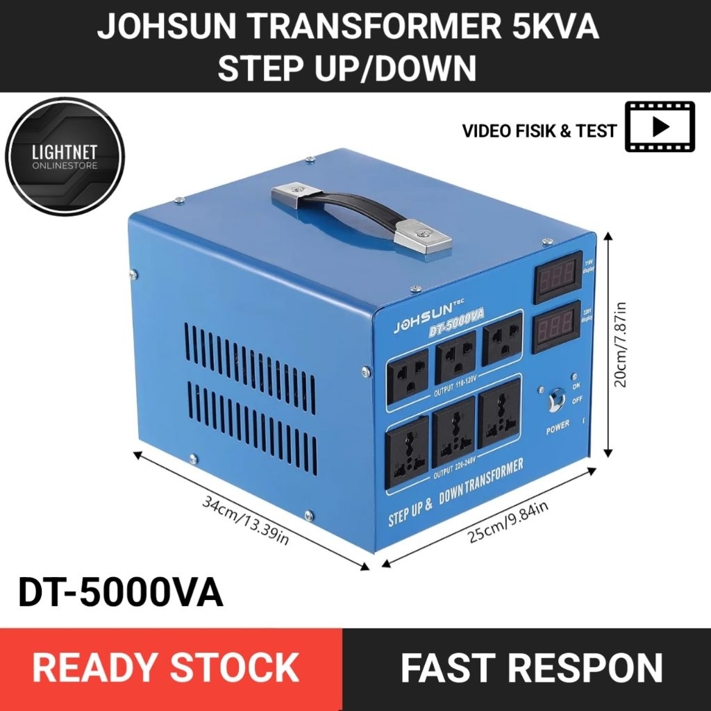 Transformer DT-5000VA Digital Trafo Step Up/Down 5000Wat 220V to 110V Multi Output Step Up Down 5KVA