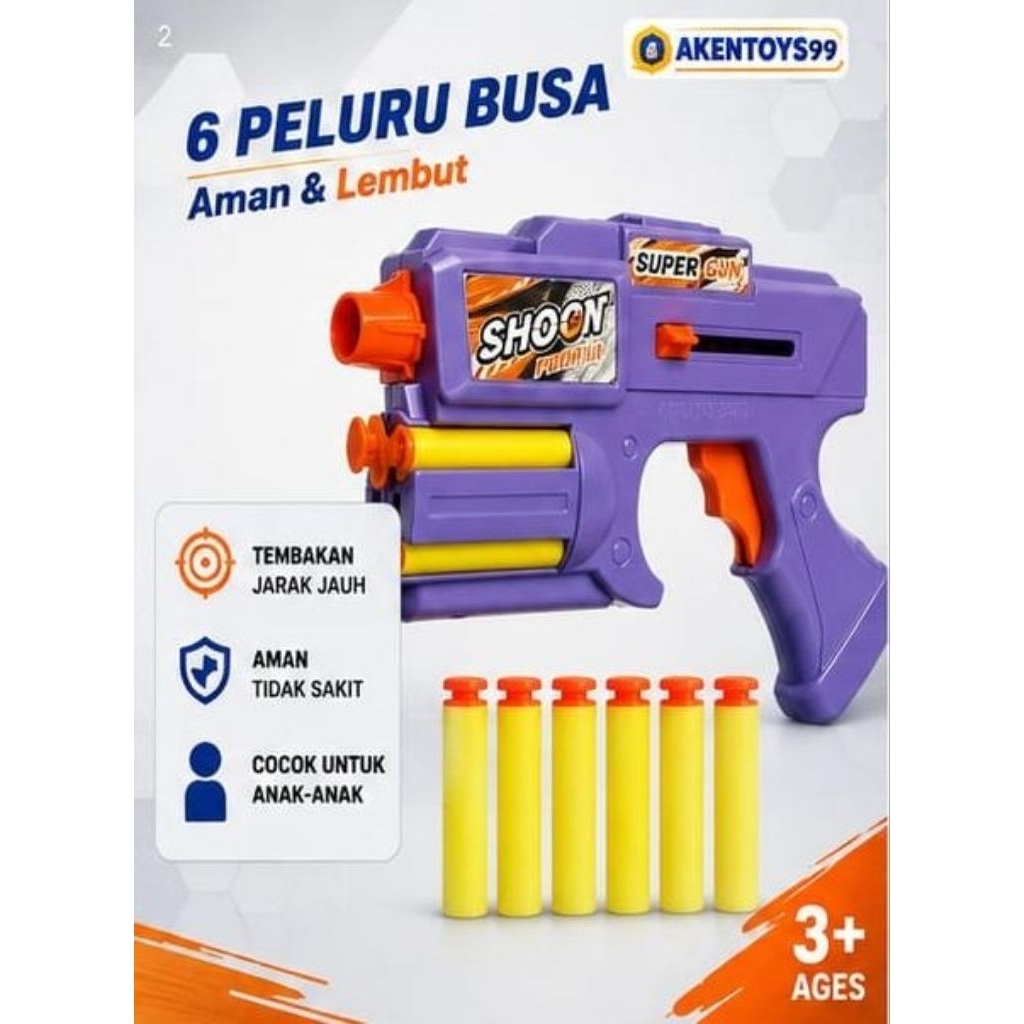 pistol mainan peluru busa