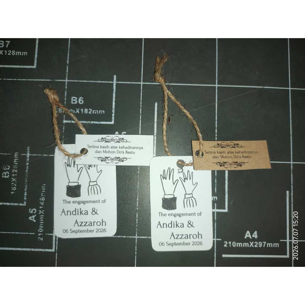 Hang Tag Souvenir Pernikahan | Kartu Ucapan Souvenir Pernikahan | Hang Tag Pernikahan